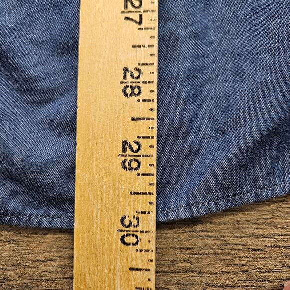 RAW Correctline By G-Star Mens Blue Snap Shirt Chambray Western Casual Barn - Picture 12 of 15